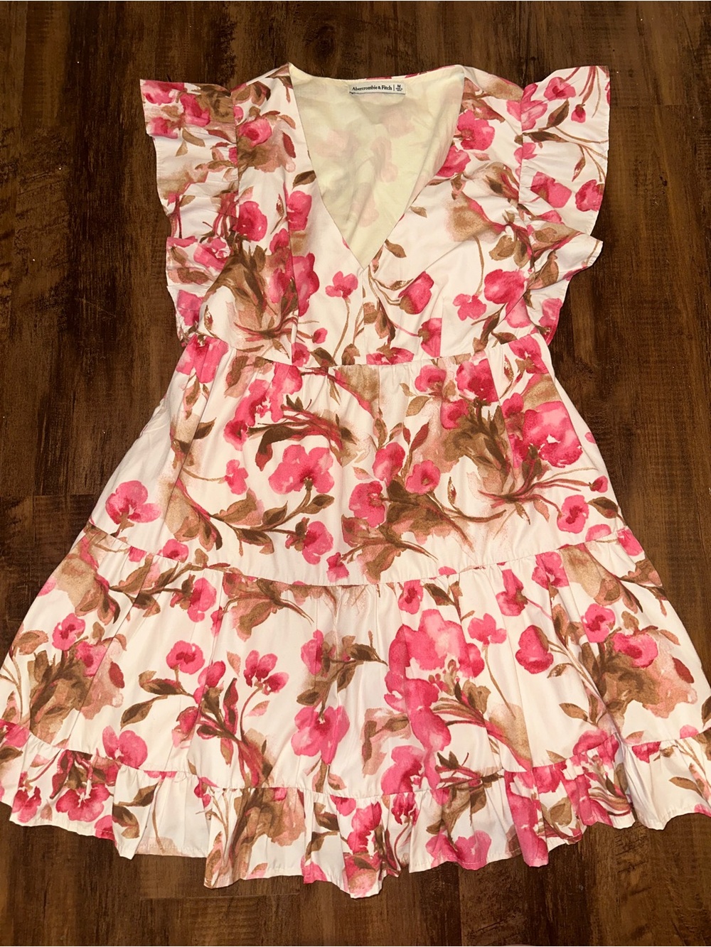 Abercrombie Floral Ruffle V-Neck Sundress - Pink & Brown